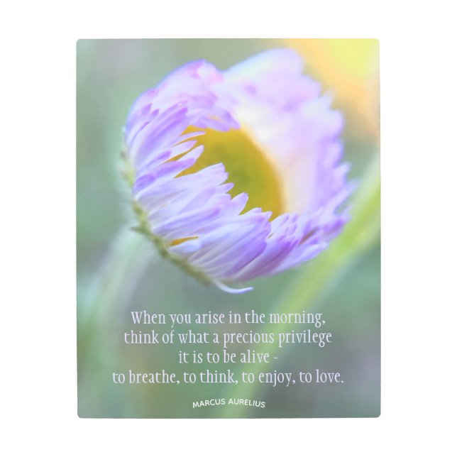 Impresión En Metal Gratitud diaria Inspiradora cotización floral (Anverso)