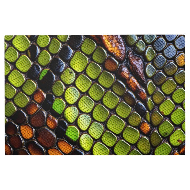 Impresión En Metal Green And Brown Reptile Snake Skin Macro Texture (Anverso)