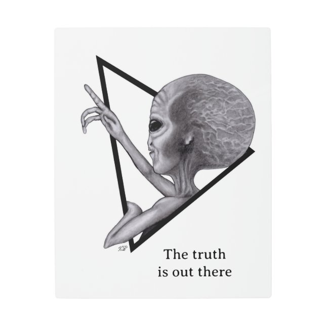 Impresión En Metal Grey Alien, la verdad está ahí fuera (Anverso)