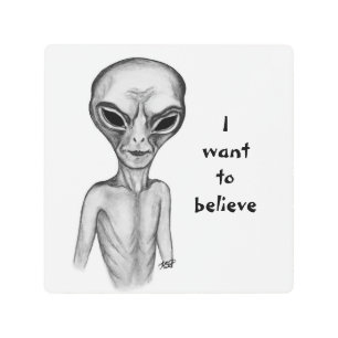 Impresión En Metal Grey Alien , quiero creer