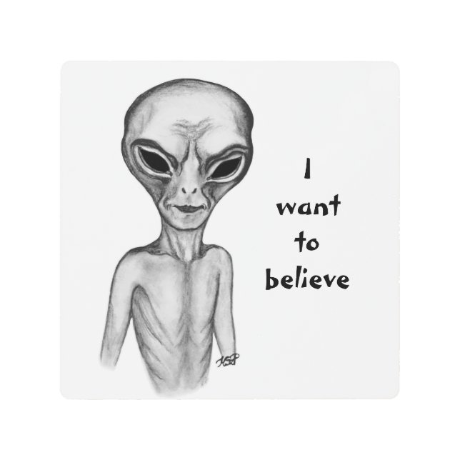 Impresión En Metal Grey Alien , quiero creer (Anverso)