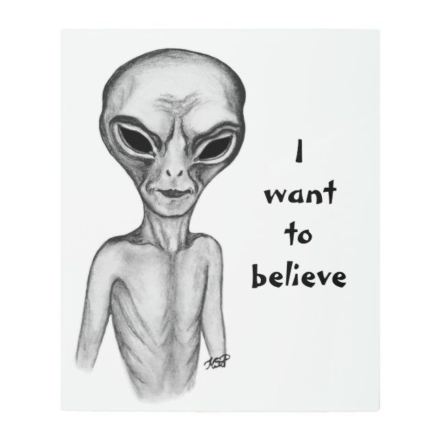 Impresión En Metal Grey Alien , quiero creer (Anverso)