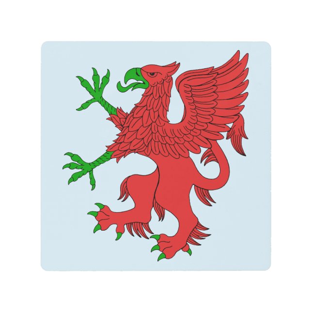 Impresión En Metal Griffin en rojo y verde (Anverso)