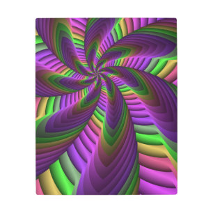 Impresión En Metal Groovy Energetic Colorful Neon Fractal