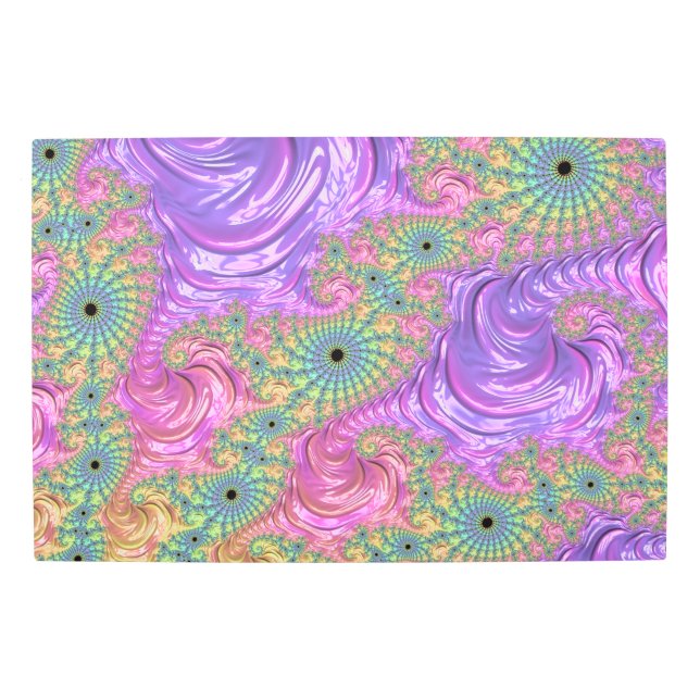 Impresión En Metal Groovy Trippy Boho Jewel Tone Rainbow Fractal (Anverso)