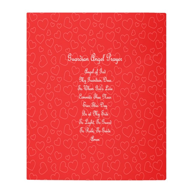 Impresión En Metal Guardian Angel Prayer Red Hearts (Anverso)