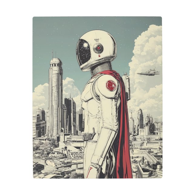 Impresión En Metal Guardián galáctico Retro Sci-Fi (Anverso)