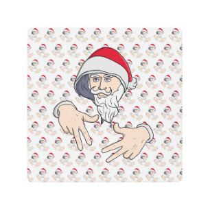 Impresión En Metal Guay Gangsta Hip Hop Hand Rap Santa Claus