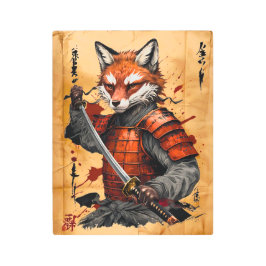 Impresión En Metal Guerrero de Sly Fox Samurai - Estilo de tinta japo