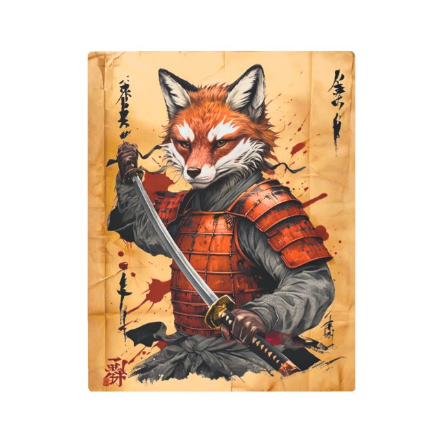 Impresión En Metal Guerrero de Sly Fox Samurai - Estilo de tinta japo (Anverso)