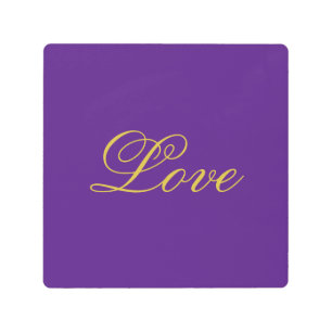 Impresión En Metal Guión de color dorado amor Calligrafía púrpura