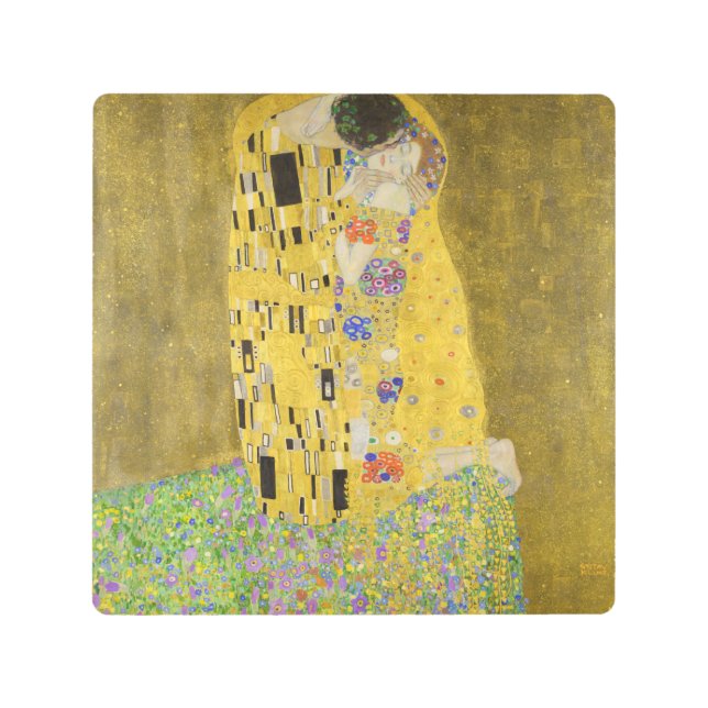 Impresión En Metal Gustav Klimt - El beso (Anverso)