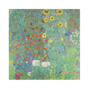 Impresión En Metal Gustav Klimt - Jardín de campo con girasoles