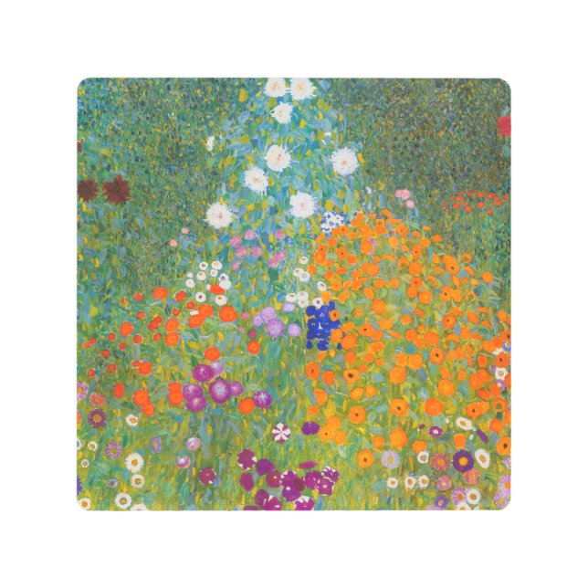 Impresión En Metal Gustav Klimt - Jardín de flores (Anverso)