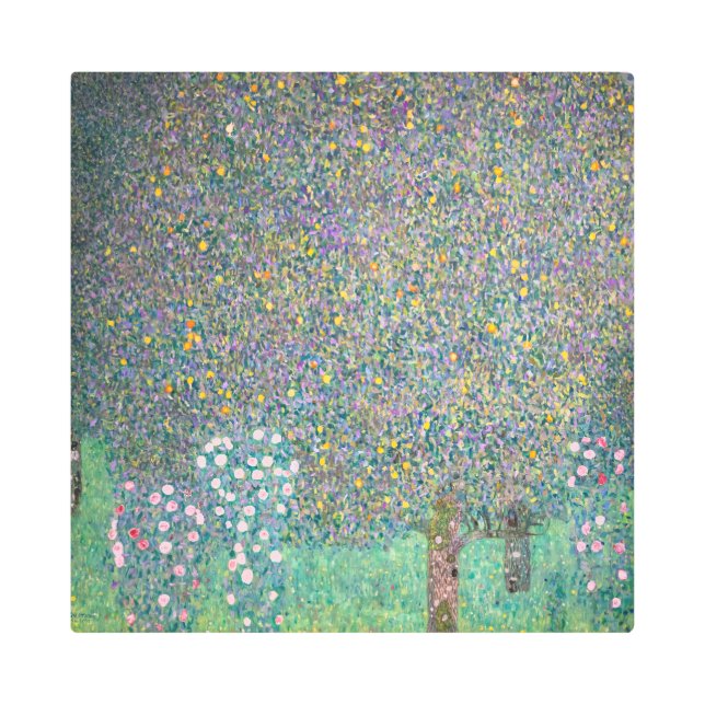 Impresión En Metal Gustav Klimt - Rosebushes bajo los árboles (Anverso)