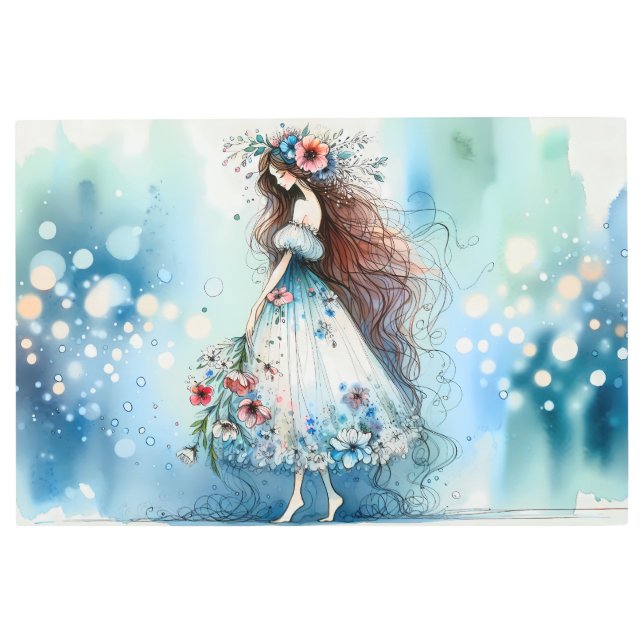 Impresión En Metal Hada de flores etéreas en el paisaje acuático (Anverso)