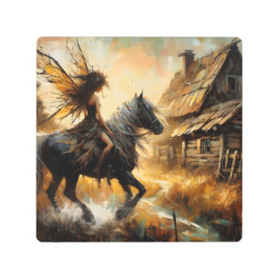 Impresión En Metal Hada en caballo