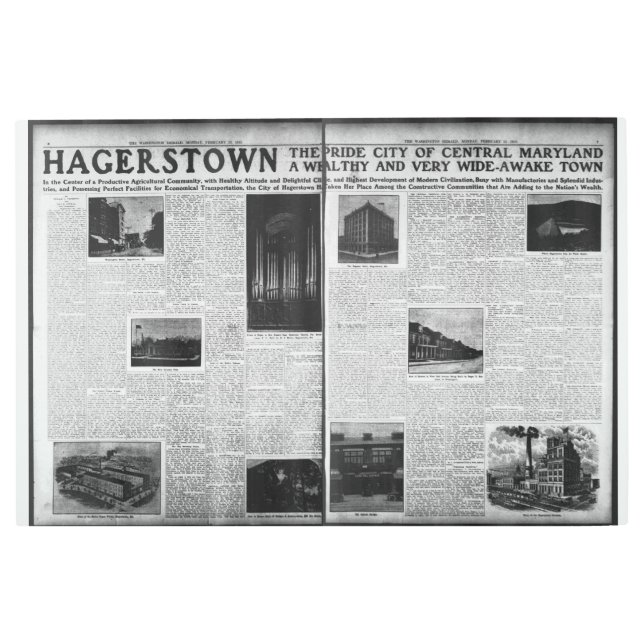 Impresión En Metal Hagerstown en el Washington Herald 1912 (Anverso)
