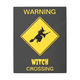 Impresión En Metal Halloween de advertencia de bruja