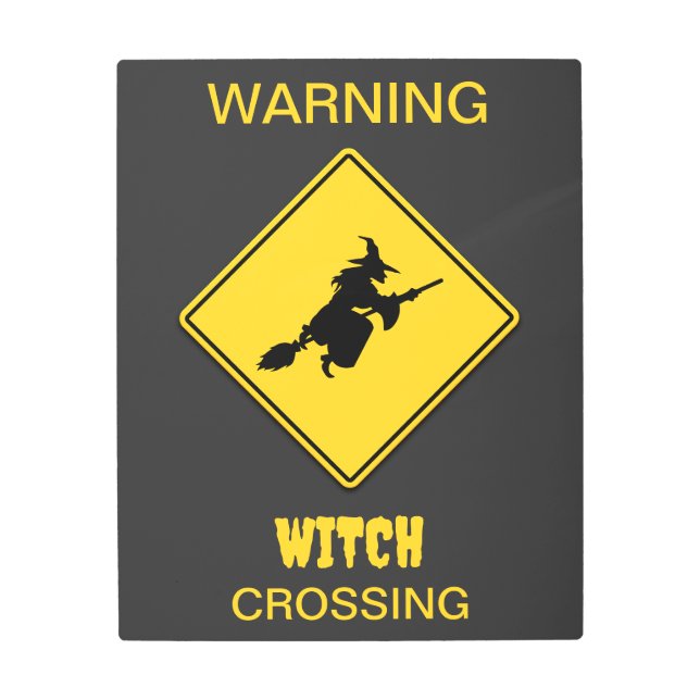 Impresión En Metal Halloween de advertencia de bruja (Anverso)
