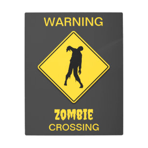 Impresión En Metal Halloween de advertencia zombi
