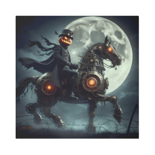 Impresión En Metal Halloween Steampunk Headless Horseman