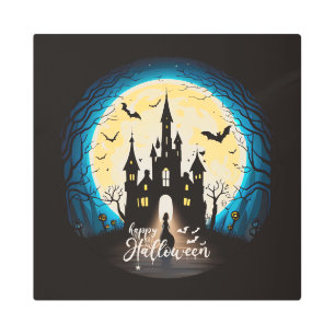 Impresión En Metal Halloween, un castillo feliz