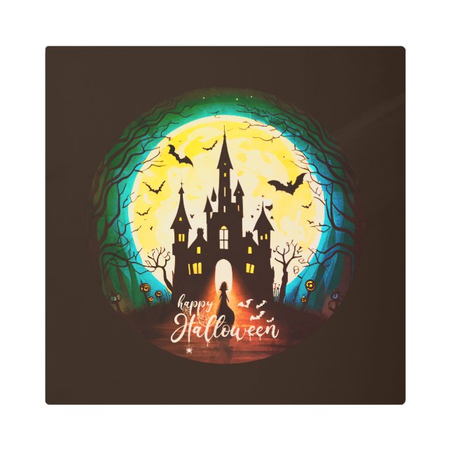 Impresión En Metal Halloween, un castillo feliz (Anverso)