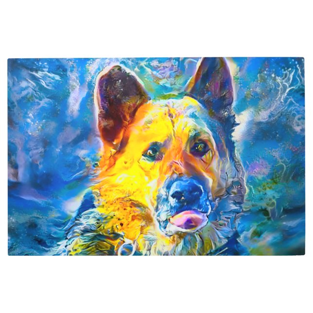 Impresión En Metal Halo: Retrato de un pastor alemán (Anverso)