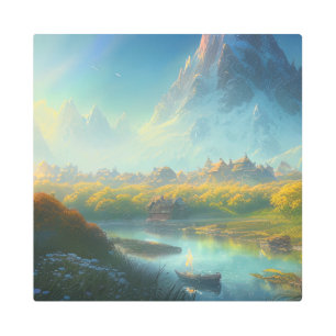 Impresión En Metal Hamlet pintoresco, pueblo rural