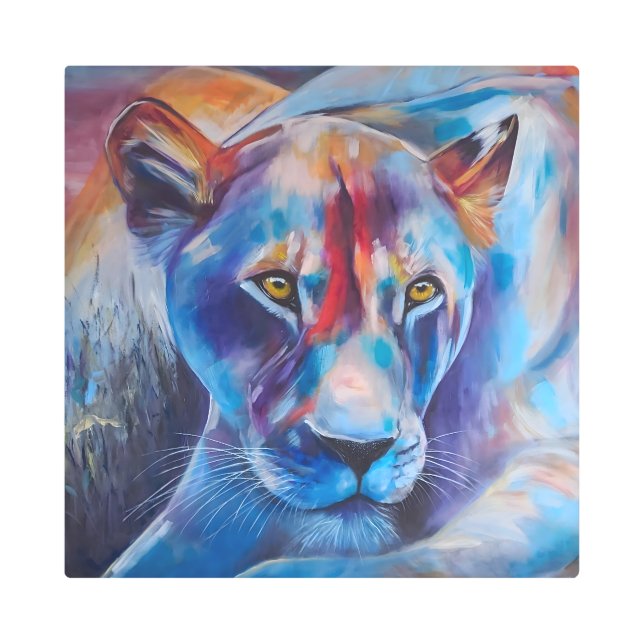 Impresión En Metal Hand Painted Wild Cat Portrait (Anverso)