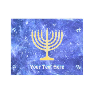 Impresión En Metal Hanukkah Snowstorm Menorah