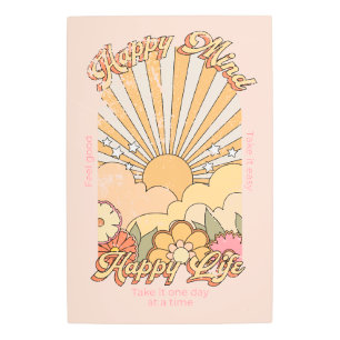 Impresión En Metal Happy Mind Happy Life Hippy Groovy Vibes