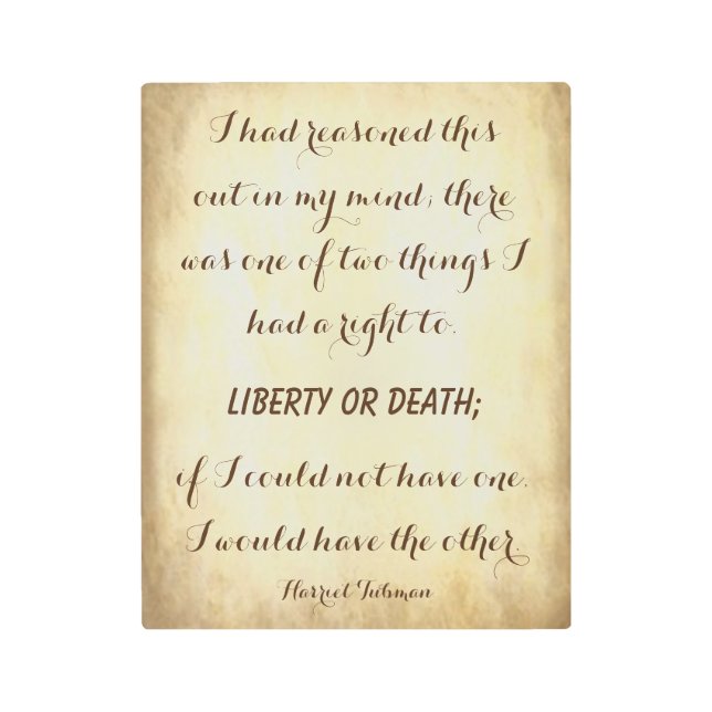 Impresión En Metal Harriet Tubman, poderosa libertad o cita de la mue (Anverso)