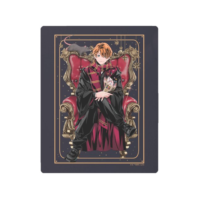 Impresión En Metal HARRY POTTER™ | Anime Ron Weasley Seated (Anverso)