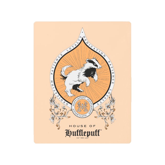 Impresión En Metal HARRY POTTER™ | Delicate Sketch HUFFLEPUFF™ Crest (Anverso)