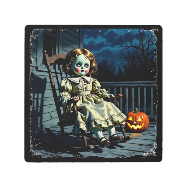 Impresión En Metal Haunted Doll and Halloween Pumpkin (Anverso)