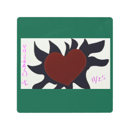 Impresión En Metal Heart with Black Flames 