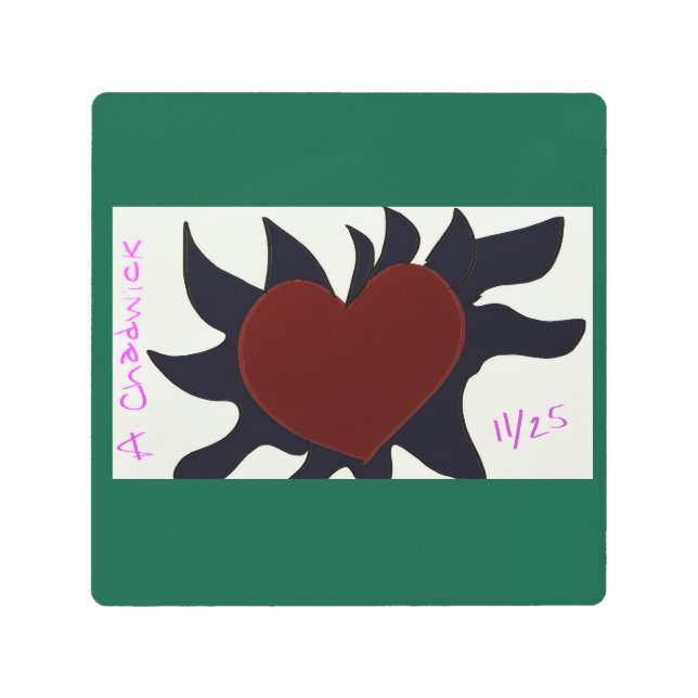 Impresión En Metal Heart with Black Flames  (Anverso)