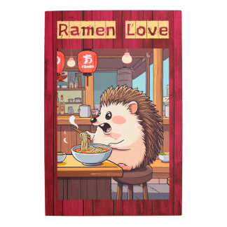 Impresión En Metal Hedgehog comiendo Ramen en bar japonés de fideos