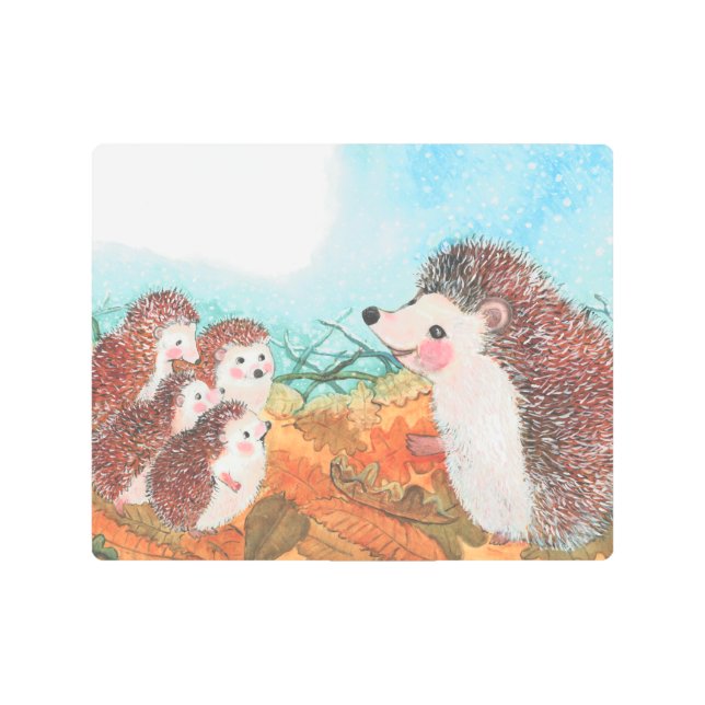 Impresión En Metal Hedgehogs hablando entre sí Ilustracion (Anverso)