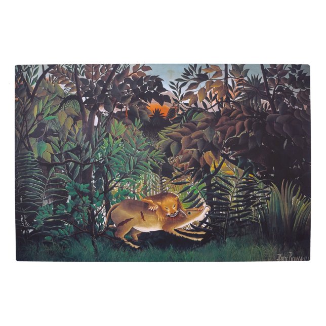 Impresión En Metal Henri Rousseau - El león hambriento (Anverso)