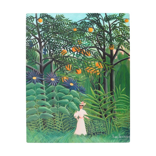 Impresión En Metal Henri Rousseau - Mujer caminando en un bosque exót (Anverso)