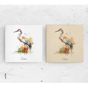 Impresión En Metal hermosa grúa en acuarela