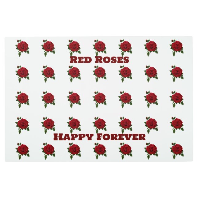 Impresión En Metal Hermosa Imagen Rosa Roja Con Texto Personalizado (Anverso)