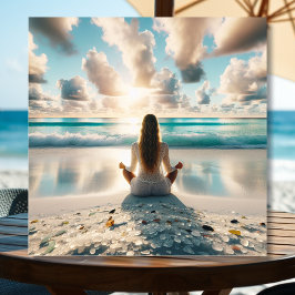 Impresión En Metal Hermosa mediación serena en la playa