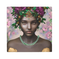 Hermosa mujer afroamericana con flores