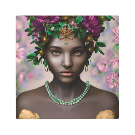 Impresión En Metal Hermosa mujer afroamericana con flores