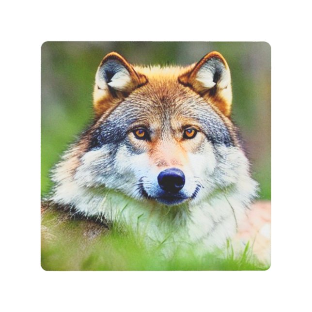 Impresión En Metal Hermosa pintura en la cabeza de Wolf (Anverso)