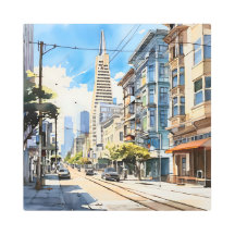 Hermosa pluma y boceto de tinta de San Francisco